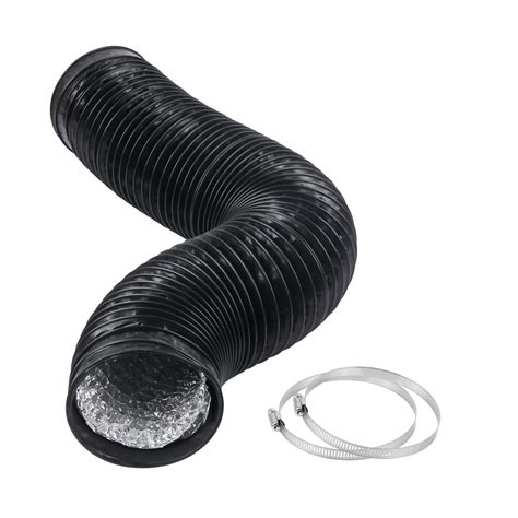 Yoodelife 6 Inch 5 Feet Black Air Ducting, Flexible 1.5m Length Aluminum Dryer Vent Hose for ...