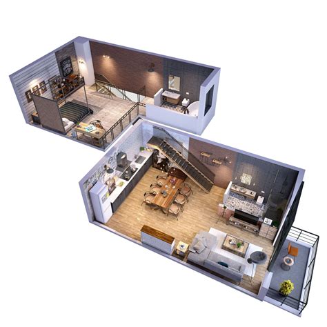 3d floor plan | Loft house design, Loft house, Apartment floor plans