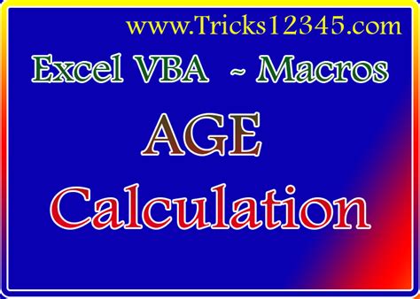 AGE Calculation in VBA Macros