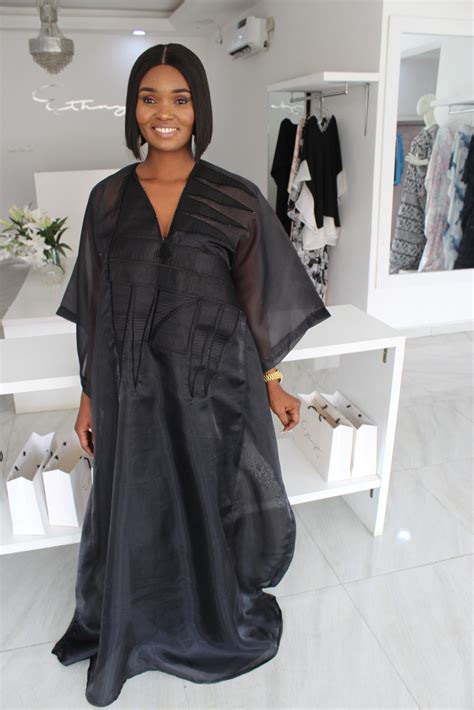 Organza Agbada Kaftan- Black - Ethnyk