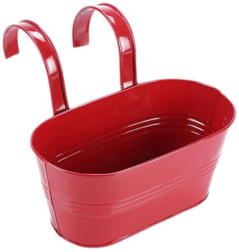 Green Girgit Metal Small Oval Railing Planter, 20.32 cm x 8.89 cm x 17. ...