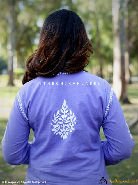 Ezna Modal Chikankari Kurta Set - Lavender | The Chikan Label