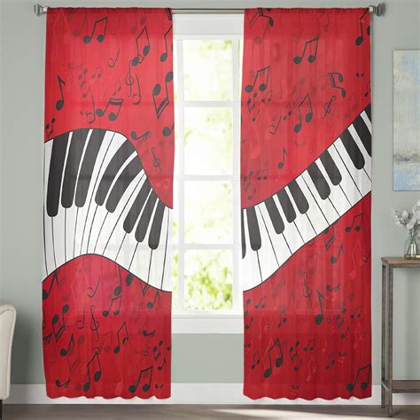 Semi Sheer Curtains with Rod Pocket Music Background | Ubuy India