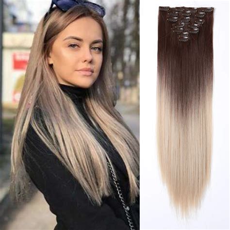 Long-Straight-Hair-Extension-Synthetic-Hairpieces-Clip-In-Hair-24-Inch ...
