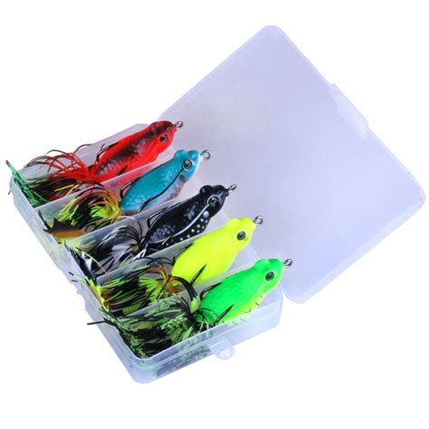 EDTara 5pcs Fishing Lures Tassel Frog Topwater Floating Weedless Lures ...