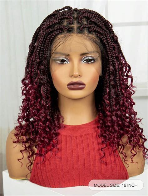 Parrucca intrecciata a scatola senza nodi con frontalino in pizzo ...