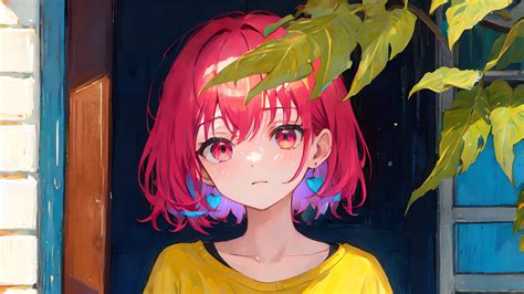 Download wallpaper 1920x1080 girl, window, leaves, anime full hd, hdtv ...