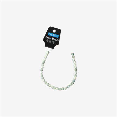 Glass Bead Round Dual Tone White & Green 8mm 35beads 1string – Itsy Bitsy
