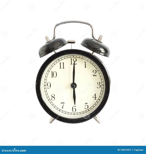 Alarm Clock Setting at 6 am or PM Isolated on White Background Stock ...