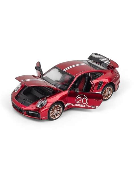 Porsche 911 Turbo S Model Metal Diecast Car Scale 1:32 - Red (NX-N-24 ...