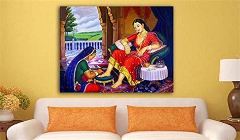 SCPmarts Canvas Painting - The Queen & her Maid - Indian Canvas Art ...