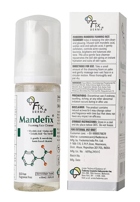Fixderma 2% Salicylic Acid Mandefix Foaming Cleanser for Men & Women ...