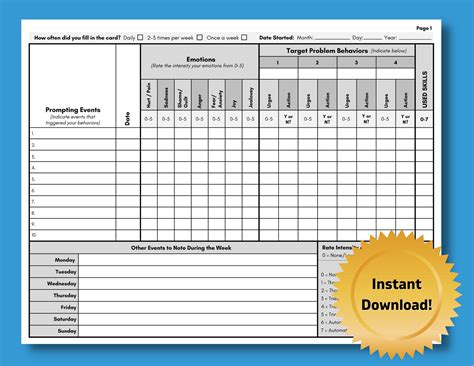 Dbt Adolescent Diary Card - Printable Cards