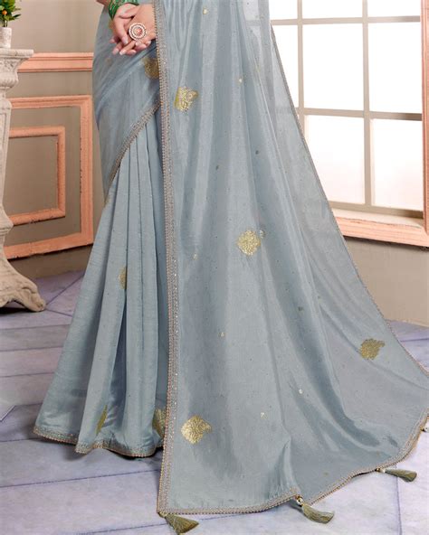 Vishal Prints Silver Chalice Designer Weaving Jacquard Saree With Diam