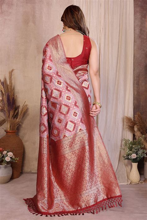 Buy Pure Cotton Red Weaving Saree online available at scrollnshops