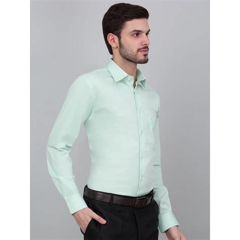 Buy Cantabil Men Light Green Solid Full Sleeves Formal Shirt Online