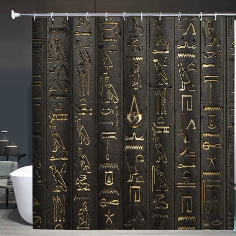 Buy Abaysto Ancient Egyptian Decor Shower Curtain Hieroglyphics ...
