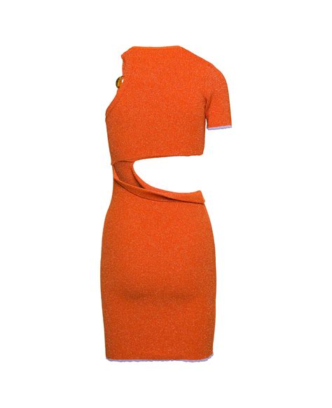 Jacquemus 'la Robe Brilho' Mini Orange Dress With Bead Detail And Cut ...