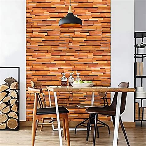 JAAMSO ROYALS Drak Wooden Stone Brick Self-Adhesive Water Proof Wall ...