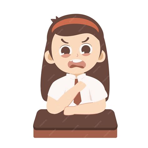 Niña de la escuela enojada en el aula | Vector Premium
