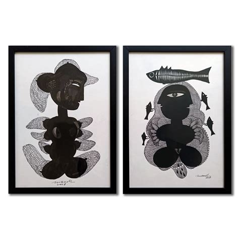 Subodh Kerkar - Fisherfolk (Set of Two) | Contemporary Indian Art ...