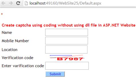 How to create captcha image without dll file in asp.net | MY.NET Tutorials