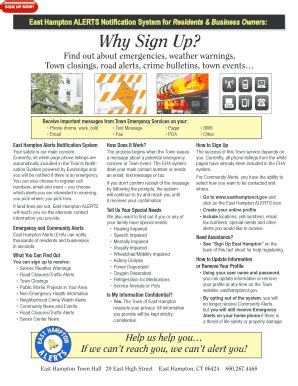 Fillable Online easthamptonct Ea Ha ALERTS N ca S Why Sign Up - East ...