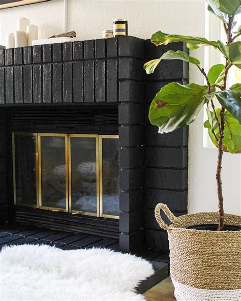Black Painted Brick Fireplace