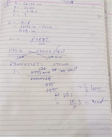 A=₹68, 179.20,P=₹67, 000,R=5.28%p.a. - Brainly.in