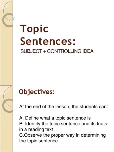 Image result for Topic Sentence with Controlling Idea