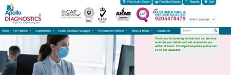 Steps to book lab visit appointment from Apollo Diagnostics