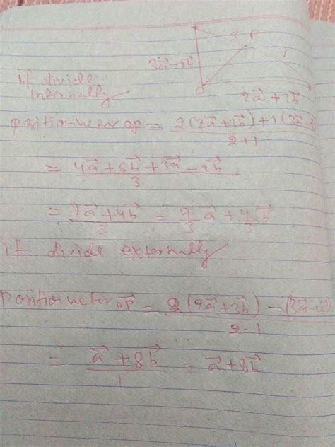Write the position vector of the point which divides the join of points ...