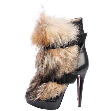 Louboutin Toundra Ankle Boots - black leather / coyote fur at 1stDibs ...