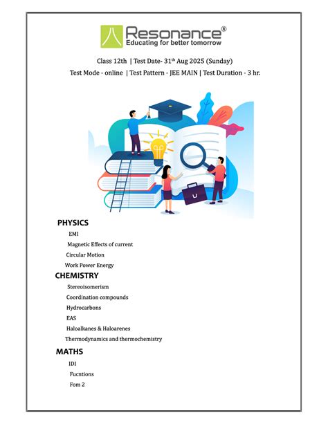 Class 12 Test Date Syllabus - 31st Aug 2025 (Physics, Chemistry, Maths ...