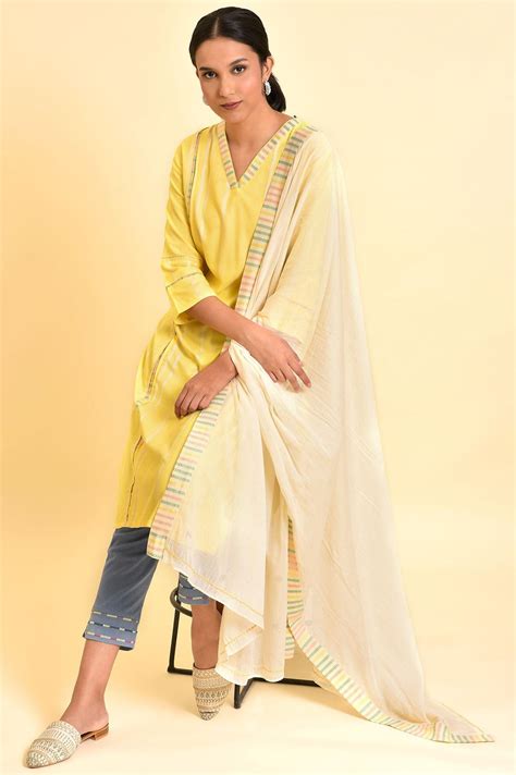 Buy Yellow Casual Kurta, Pants And Dupatta Set @ 4899 | W for woman ...