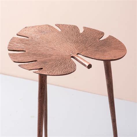 Buy Copper Color Aluminium Leaf Side Table Online at Best Price in ...