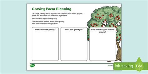 Gravity Poem Planning Worksheet
