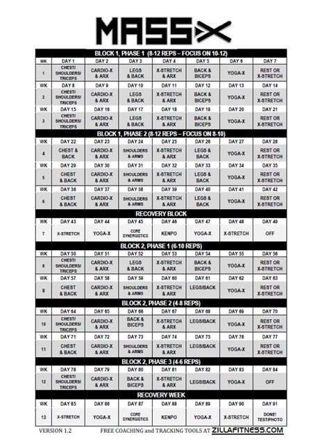 Printable P90X Workout Schedule - Printable New Year Banners