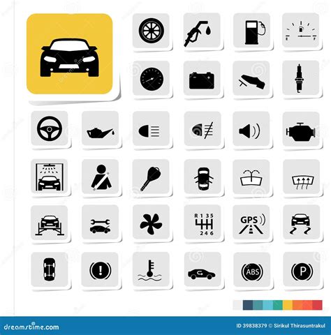 Automotive icon set stock illustration. Illustration of black - 39838379