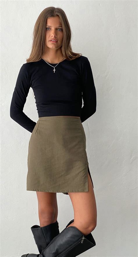 Khaki Mini Skirt | Sheny - motelrocks-com-us