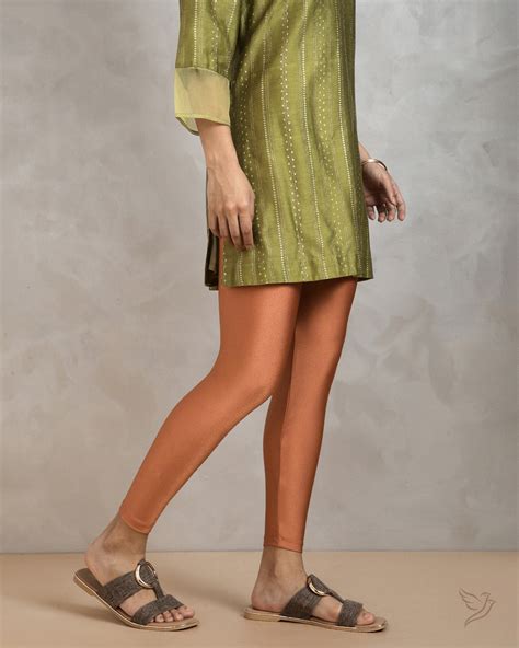Copper Shimmer Ankle Leggings for Women | Twin Birds