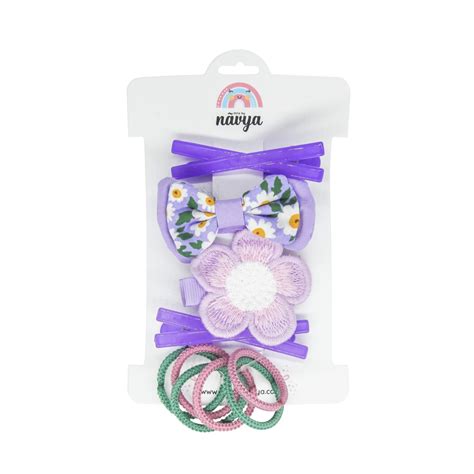 Picture Purrfect Set of 5 - Purple Rubberbands, Hair Barrettes and Tic ...