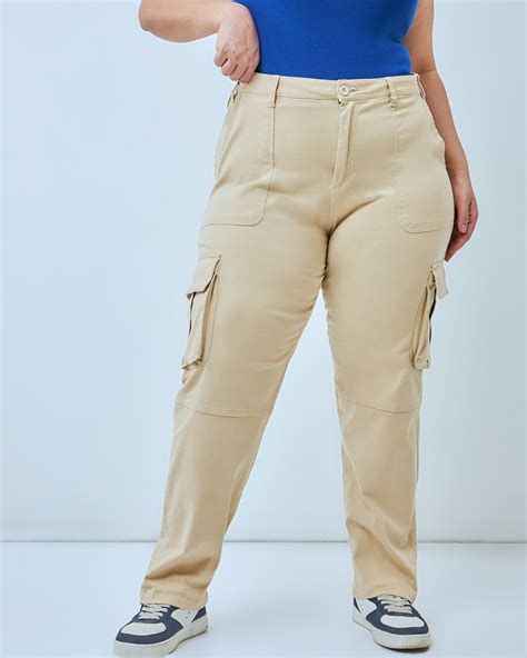 Buy Women's Brown Plus Size Cargo Pants Online at Bewakoof