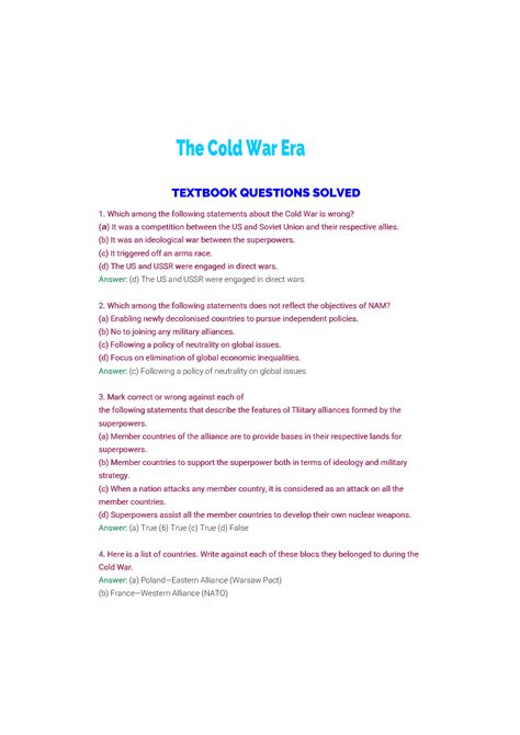 MCQ of Political Science Class 12 Cold War Era 的图像结果