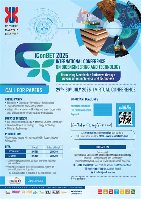 International Conference on Bioengineering and Technology (IConBET2025): Call for Papers