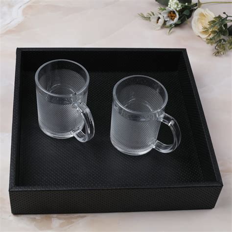 Azyeea Black Leather Square Tray for Dining Table, Parties, Storage ...