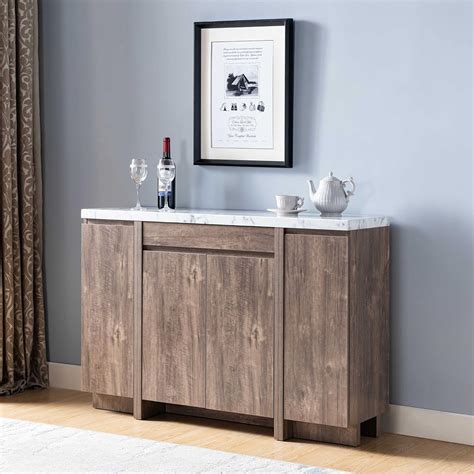 Buy ICE ARMOR ID99202783 Two-Toned Faux White Glossy Marble Top Buffet ...