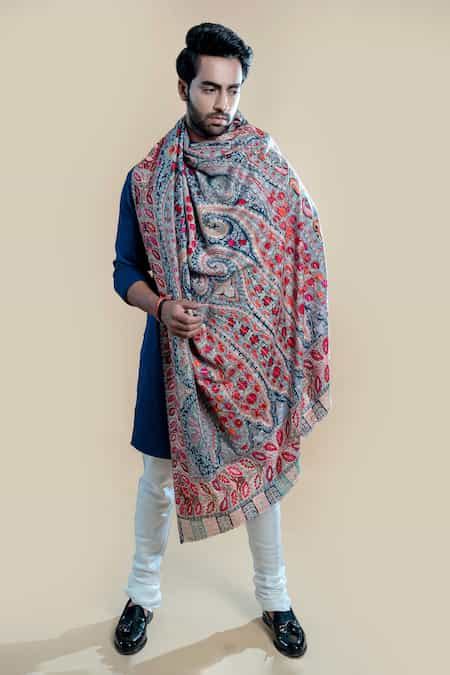 Buy Multi Color Kalamkari Work Pashmina Dushala For Men by Taroob ...