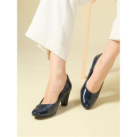 Buy Inc.5 Women Navy Blue Party Wear Solid Pointed Toe Block Pumps Online