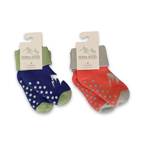 Toddler Combed Cotton Turn cuff Non-Slip 2 Pair Socks